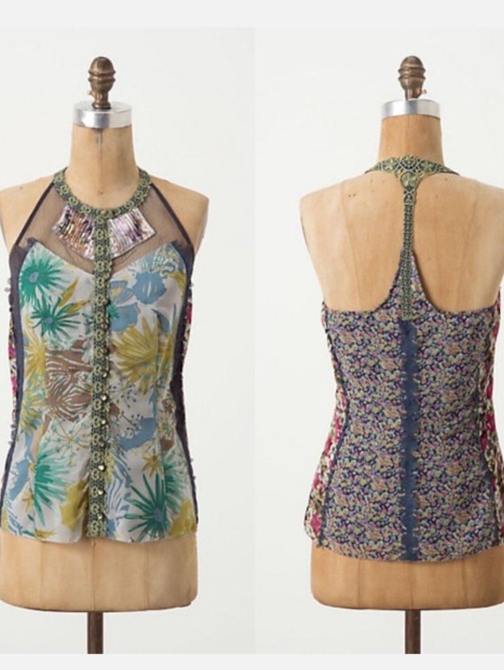 Anthropologie Byron Lars Wildflora Laser Cut Patchwork Halter Top 4
